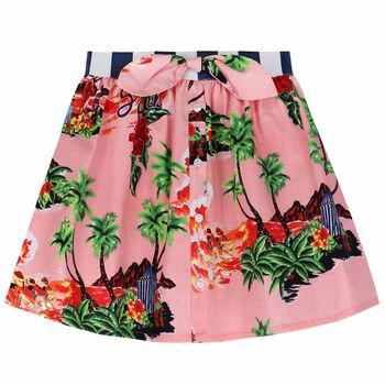 Girls Pink Printed Skirt