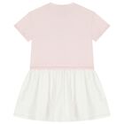 Girls Pink & White Logo Dress, 1, hi-res