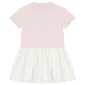 Girls Pink & White Logo Dress