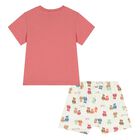 Baby Boys Orange & Ivory Teddy Bear Shorts Set, 1, hi-res