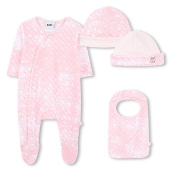 Baby Girls Pink Logo Babygrow Gift Set