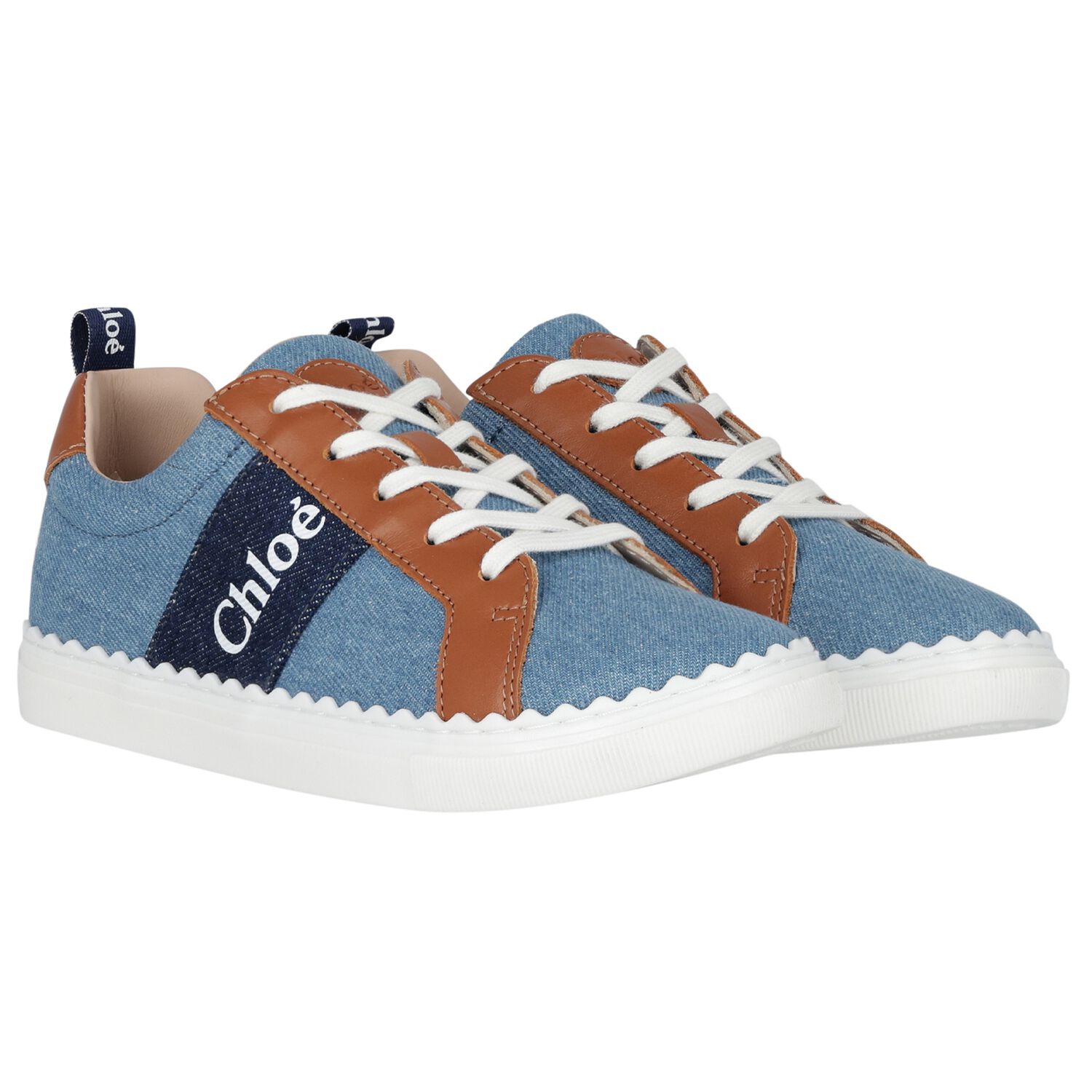 Girls Blue Denim Logo Trainers, 1, hi-res image number null