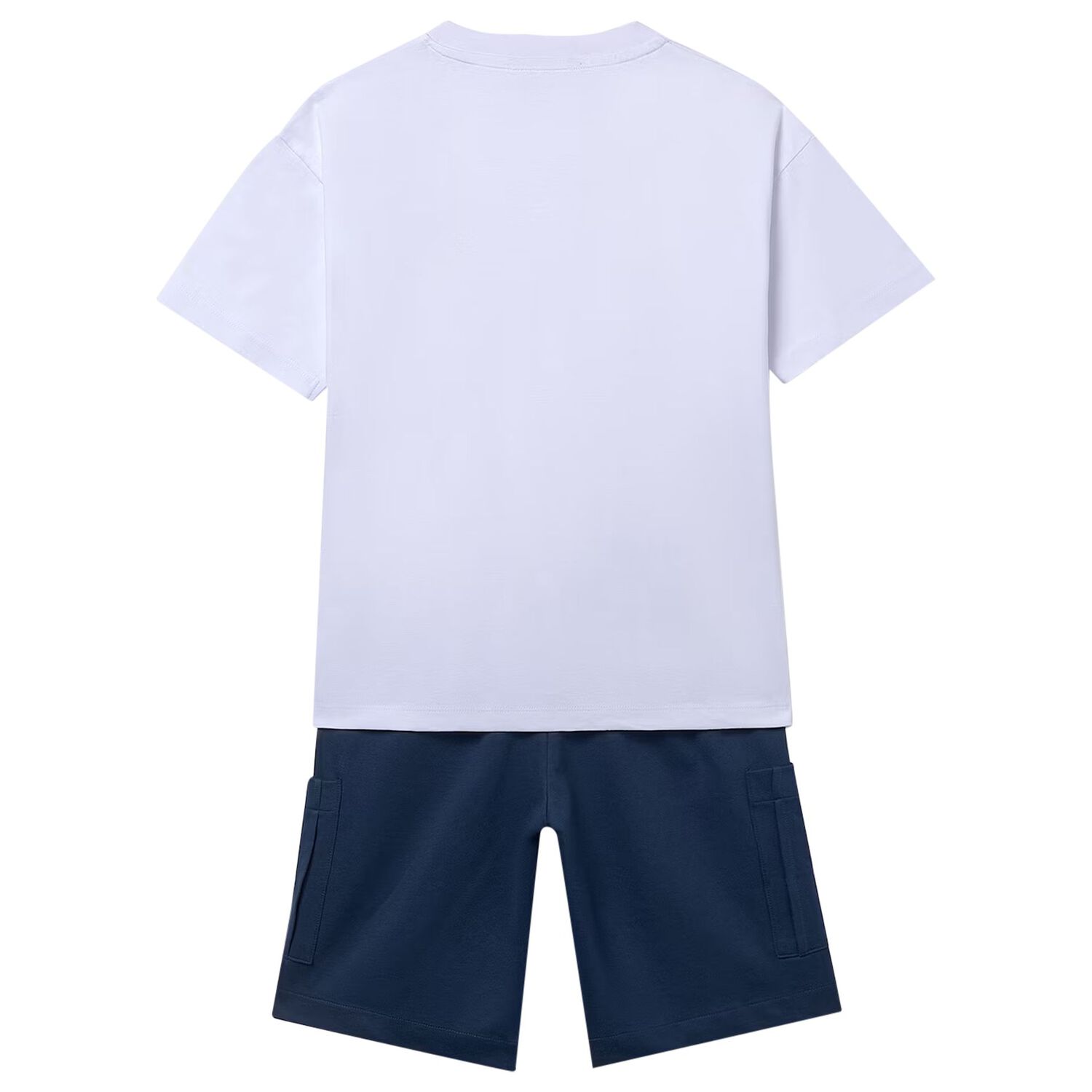Boys White & Navy Blue Shorts Set, 2, hi-res