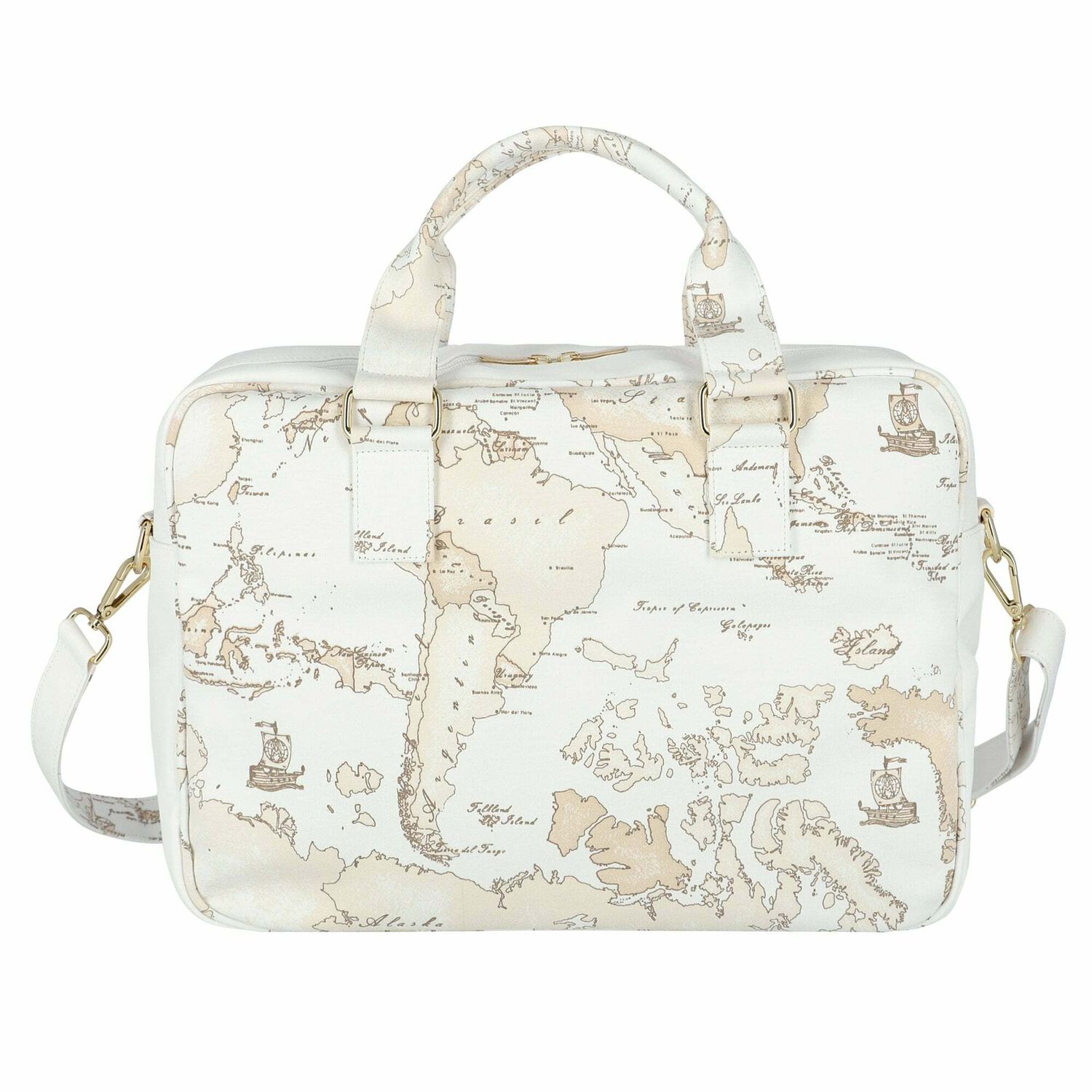 White Geo Map Baby Changing Bag, 1, hi-res