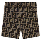 Baby Boys Beige FF Logo Shorts, 1, hi-res