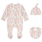 Baby Girls White & Pink Africa Babygrow Gift Set  , 2, hi-res