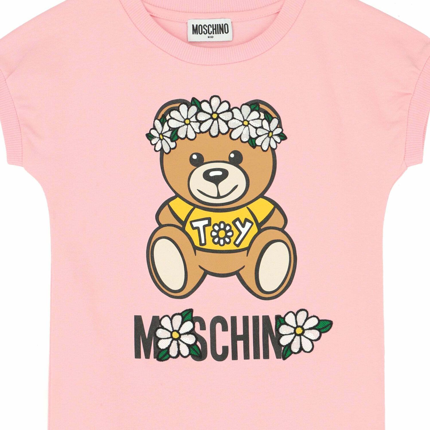 Girls Pink Teddy Logo Dress, 1, hi-res