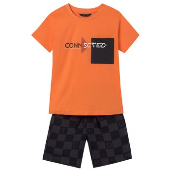 Boys Orange & Grey Shorts & T-Shirt Set