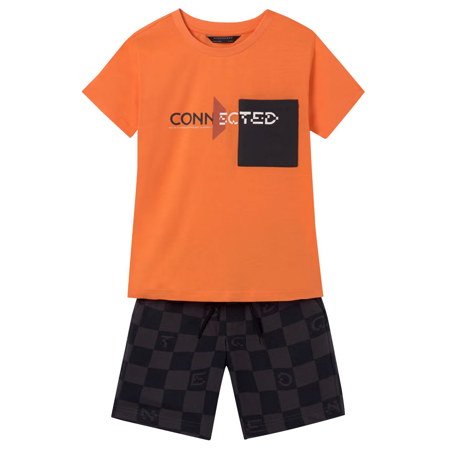 Boys Orange & Grey Shorts & T-Shirt Set, 1, hi-res image number null