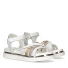 Girls White & Gold Logo Sandals, 1, hi-res