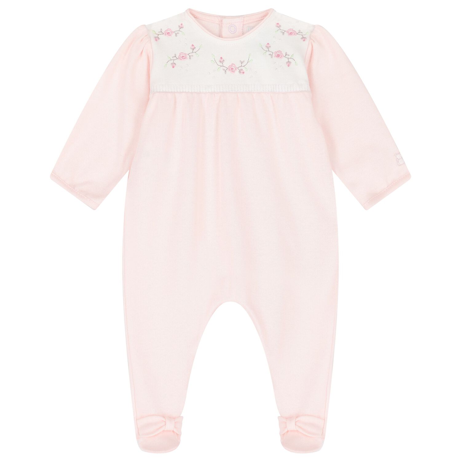 Baby Girls Pink & White Floral Babygrow, 1, hi-res