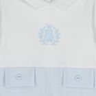 Baby Boys White & Blue Teddy Babygrow, 1, hi-res