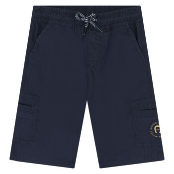 Younger Boys Navy Blue Logo Shorts