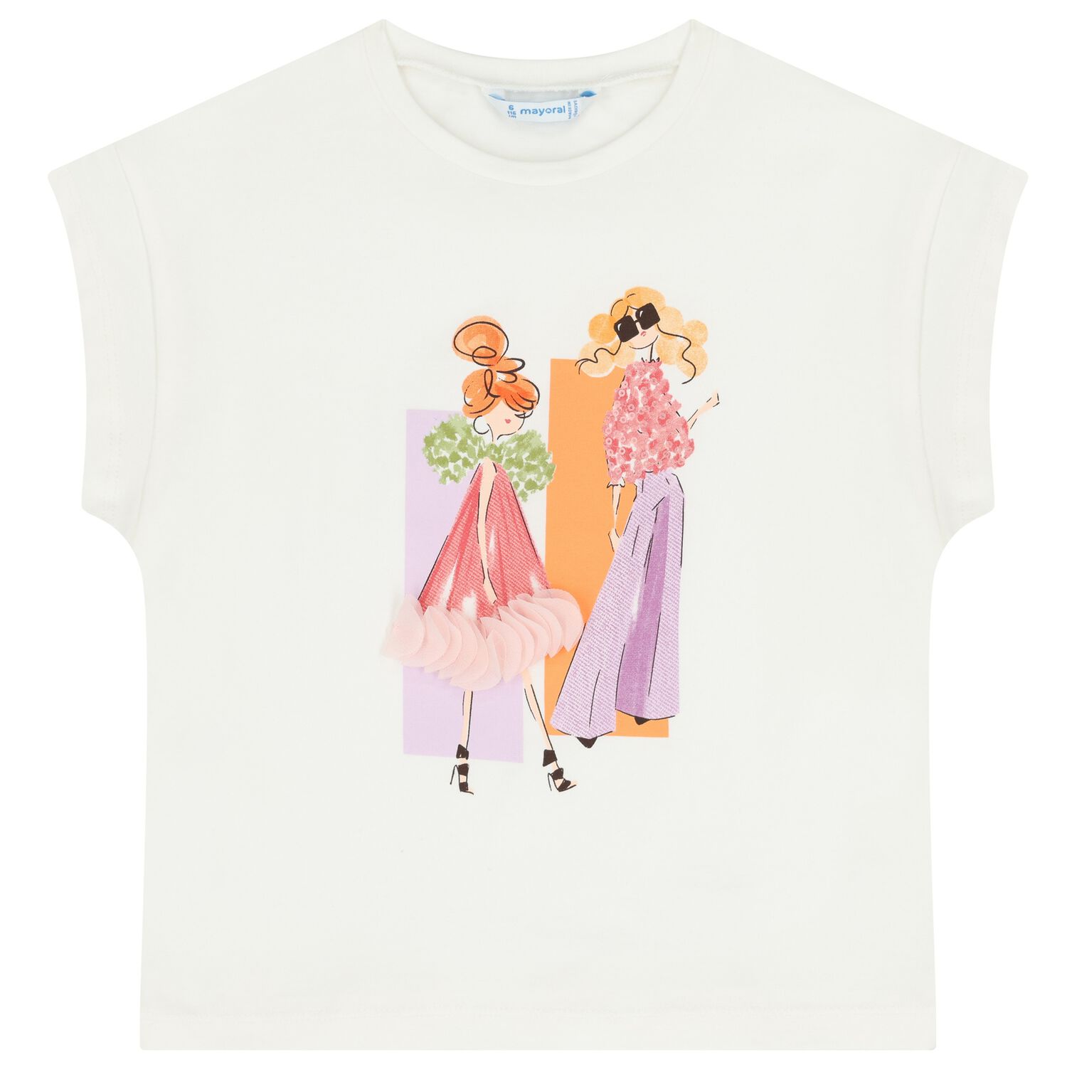 Girls White Sequin T-Shirt, 3, hi-res