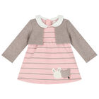 Baby Girls Pink Striped Dress, 1, hi-res