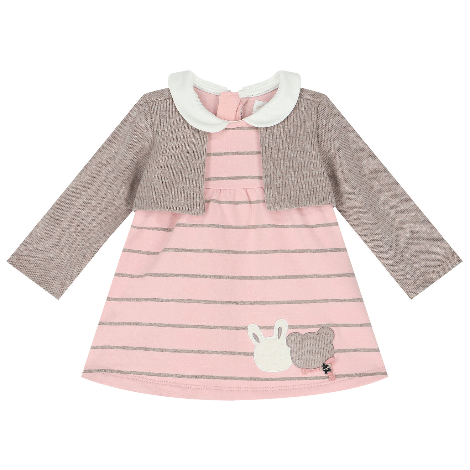 Baby Girls Pink Striped Dress, 1, hi-res image number null