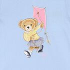 Baby Girls Blue Cotton Polo Bear Dress, 1, hi-res