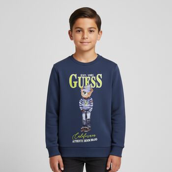 Boys Blue Teddy Bear Logo Sweatshirt