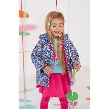 Girls Blue Heart Puffer Jacket