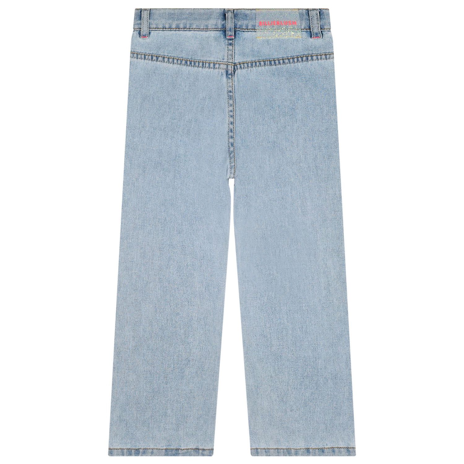 Girls Blue Denim Rhinestone Jeans, 1, hi-res