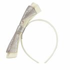 Girls Gold & White Bow Headband, 2, hi-res