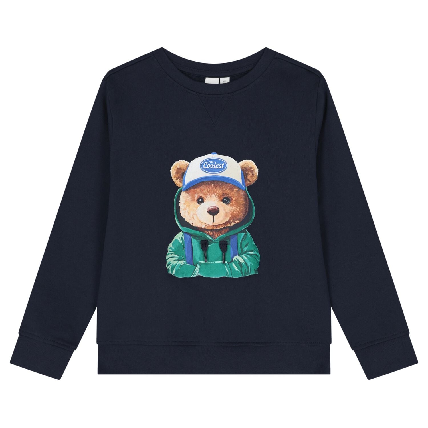 Boys Navy Blue Teddy Bear Sweatshirt, 1, hi-res