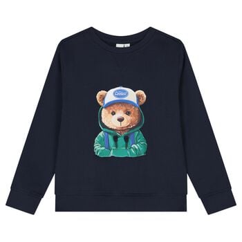 Boys Navy Blue Teddy Bear Sweatshirt