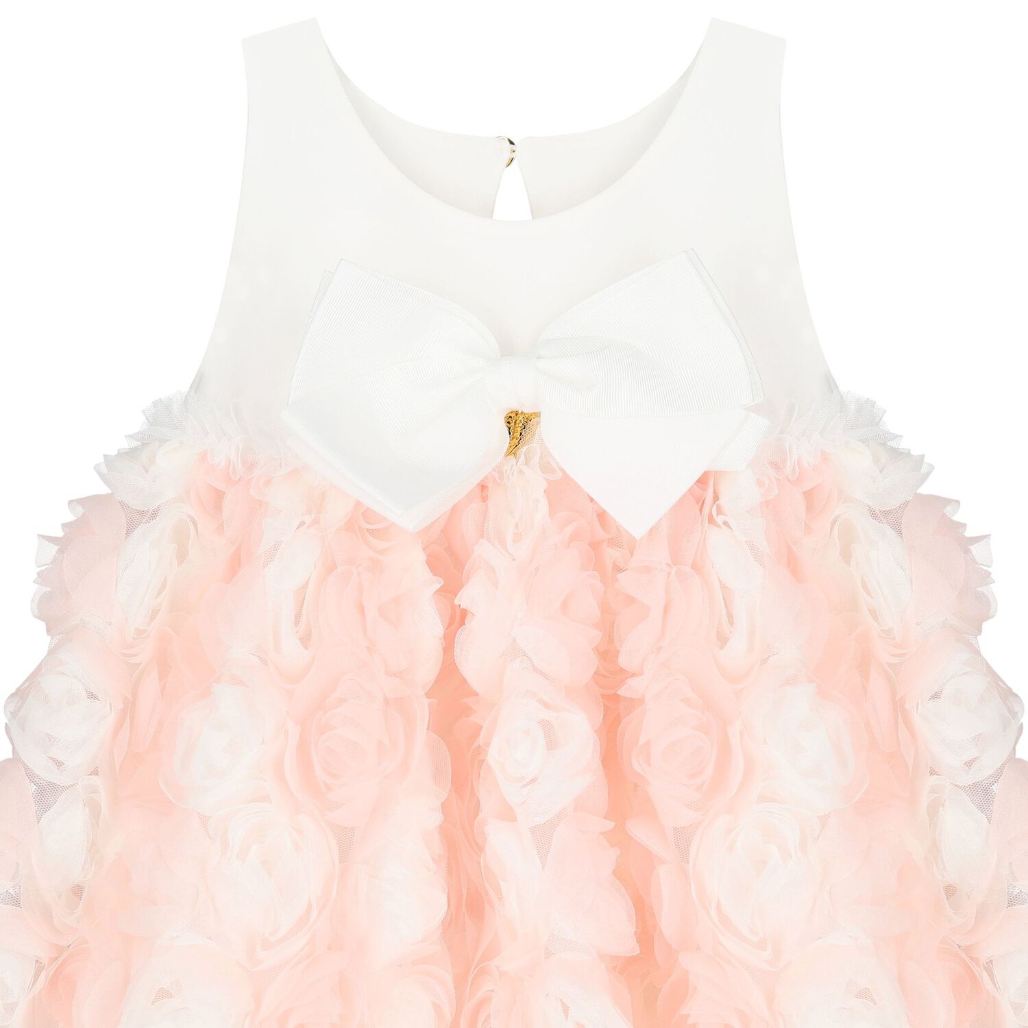 Girls Ivory & Pink Roses Tulle Dress, 1, hi-res image number null