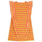 Girls Pink & Orange Wavy Stripe Ruffle Dress, 1, hi-res