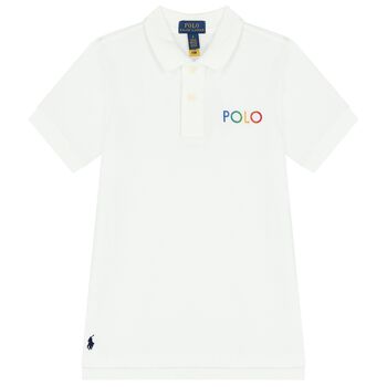 Boys White Logo Polo Shirt