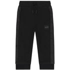 Younger Boys Black Logo Joggers, 1, hi-res