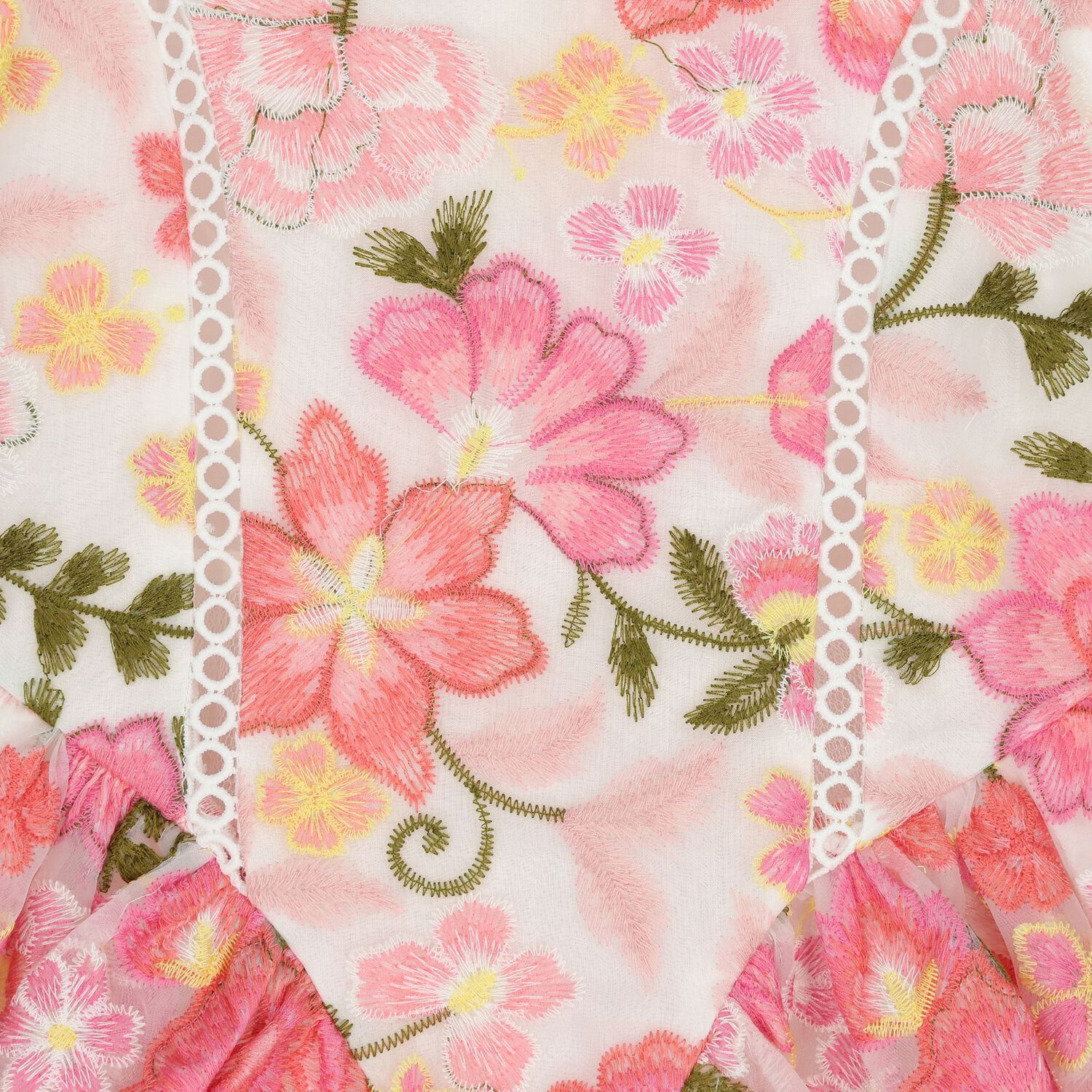 Girls Pink Embroidered Floral Dress, 1, hi-res