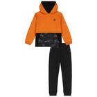Boys Orange & Black Tracksuit, 1, hi-res