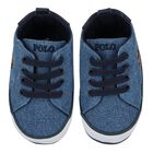 Baby Boys Denim Blue Logo Pre Walker Shoes, 1, hi-res
