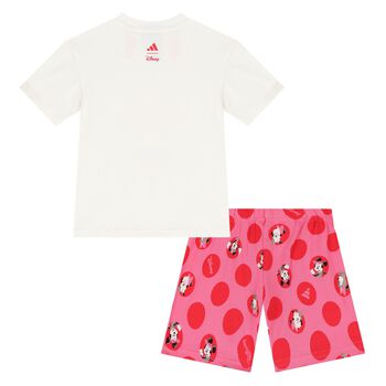 Younger Girls Ivory & Pink Disney Shorts Set