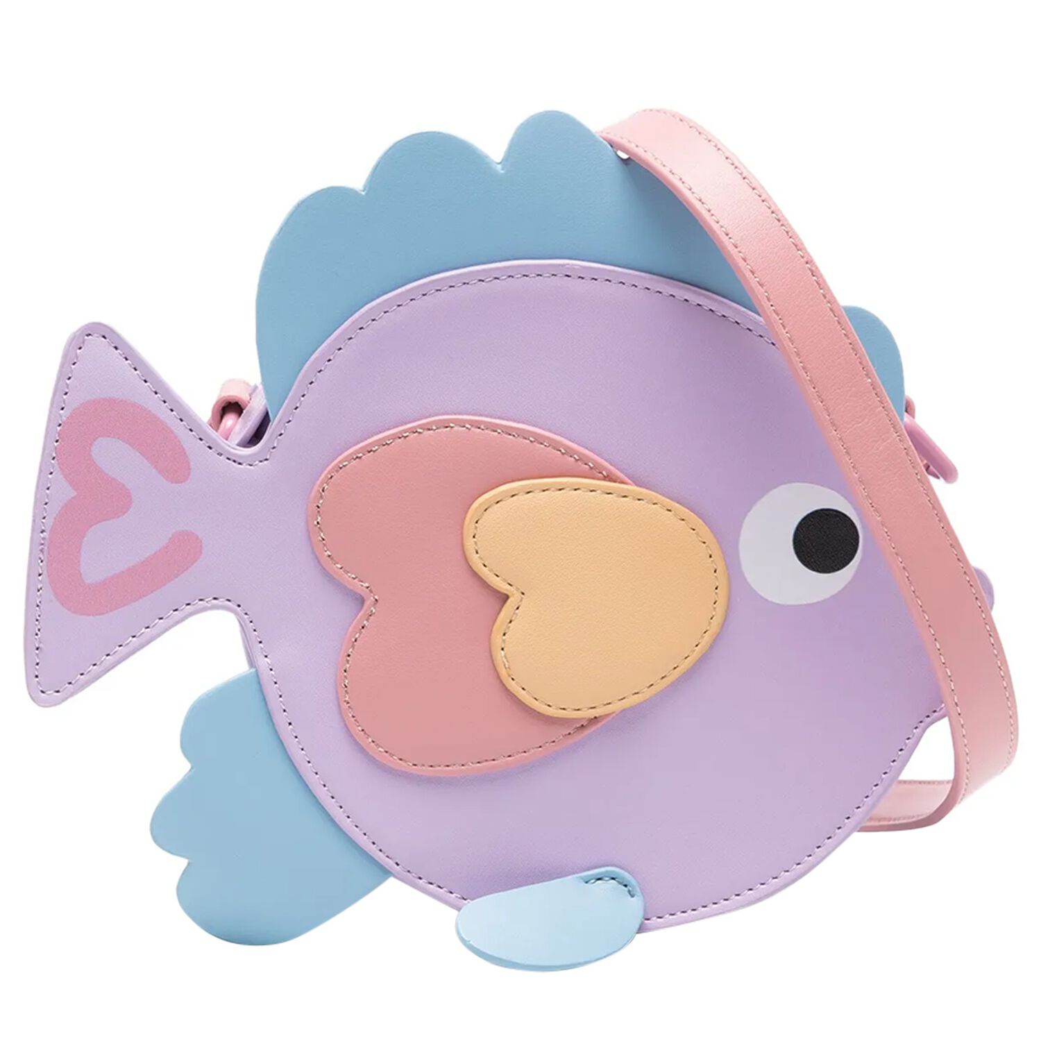 Girls Purple Fish Shoulder Bag, 1, hi-res