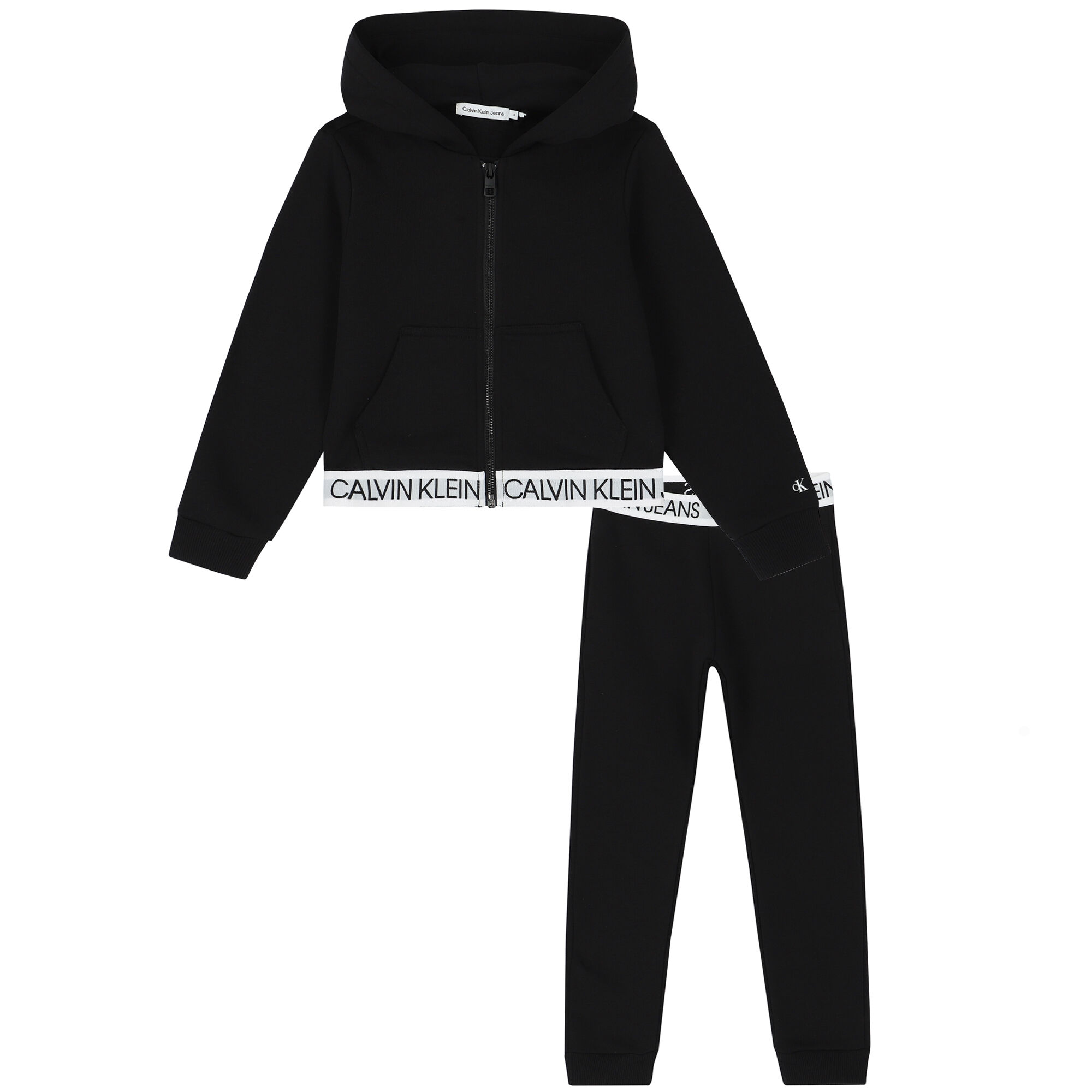 Calvin Klein Girls Black White Logo Tracksuit Junior Couture UK