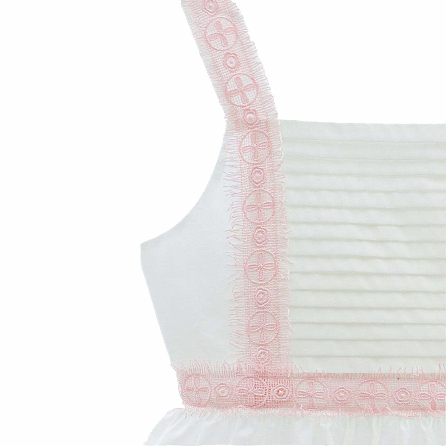 Girls Ivory & Pink Lace Dress, 1, hi-res