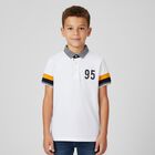 Boys White Cotton Polo Shirt, 2, hi-res