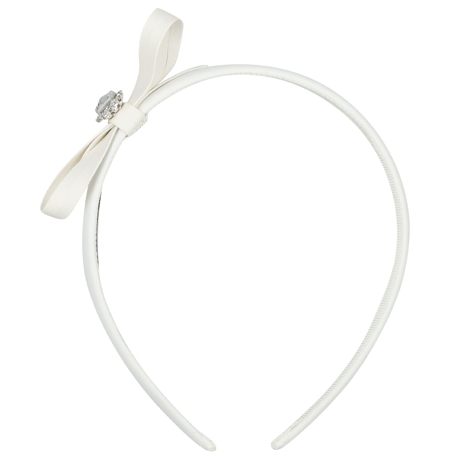 Girls White Bow Headband, 4, hi-res