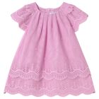 Younger Girls Pink Embroidered Tulle Dress, 1, hi-res