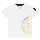 Younger Boys White & Gold Polo Shirt, 1, hi-res