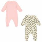 Pink & Ivory Teddy Logo Babygrows ( 2-Pack ), 4, hi-res