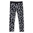 Girls Black Floral Logo Leggings, 1, hi-res