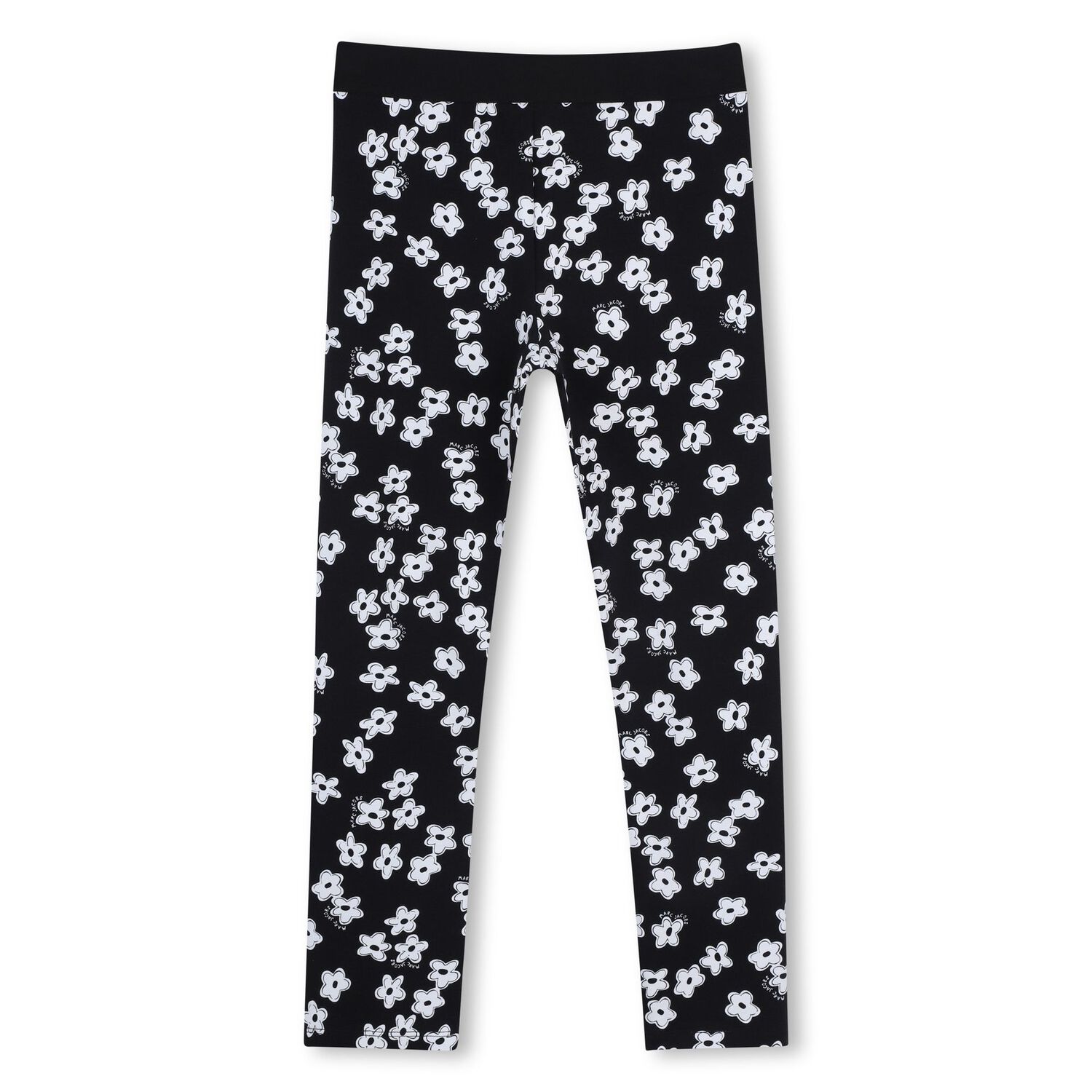 Girls Black Floral Logo Leggings, 1, hi-res