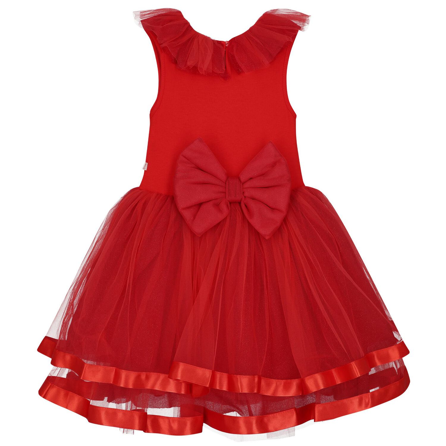Girls Red Tulle Bow Dress Set, 1, hi-res image number null