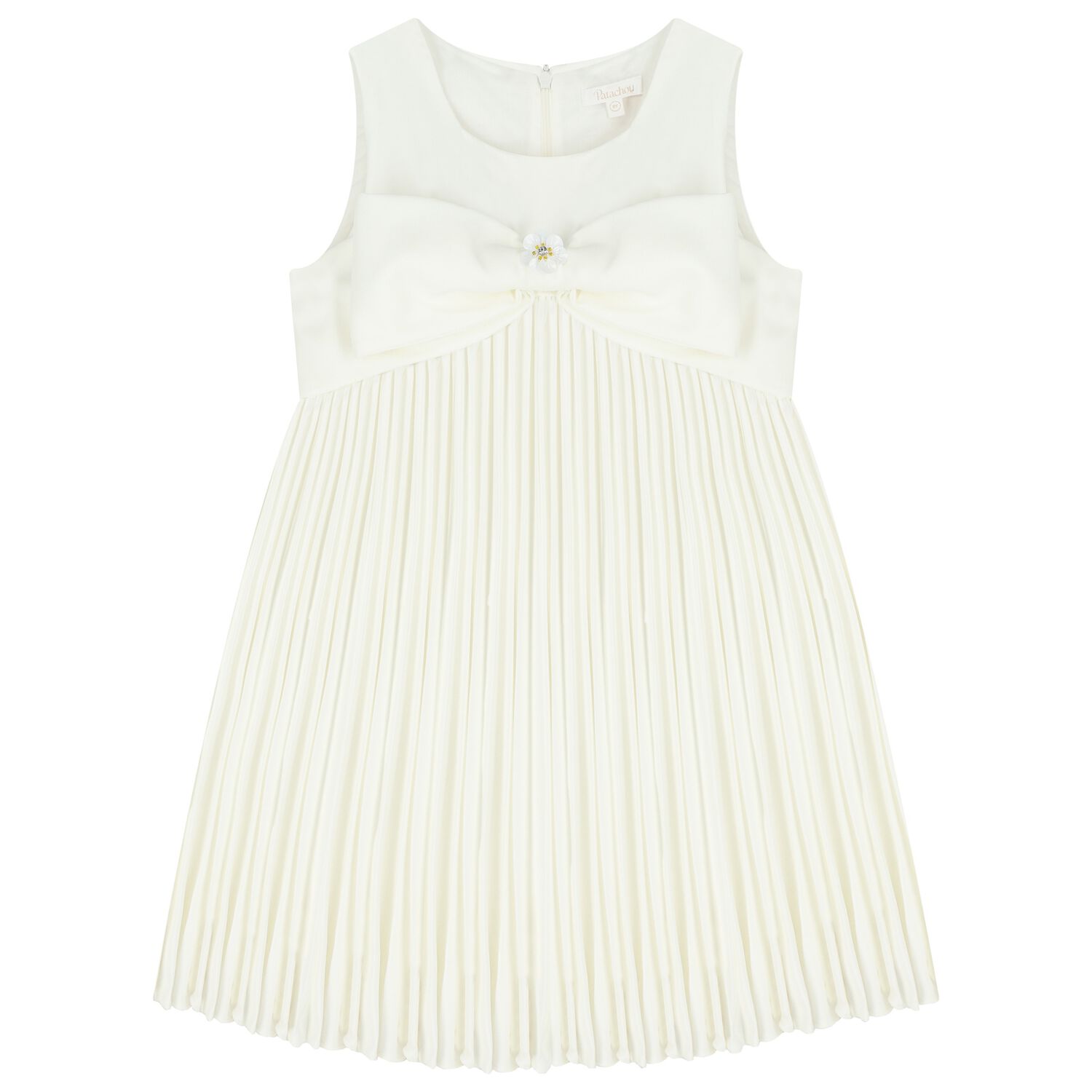 Girls Ivory Bow Dress, 1, hi-res