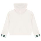 Girls Ivory Crest Logo Hooded Zip Up Top, 1, hi-res