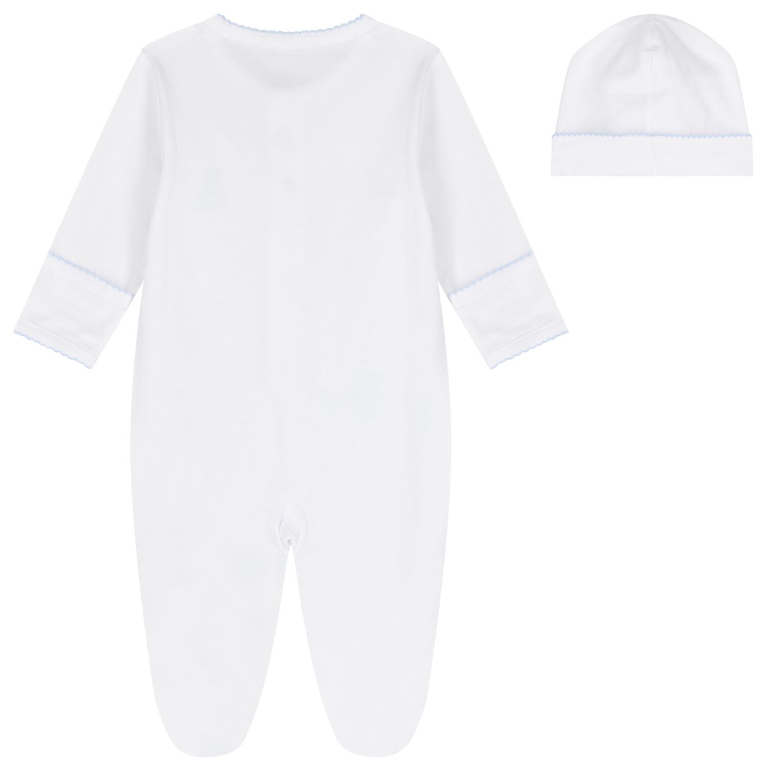 Baby Boys White & Blue Teddy Bear Time Babygrow Set, 1, hi-res