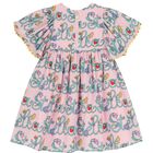 Girls Pink Logo Floral Dress, 1, hi-res